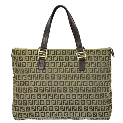 Authentic Fendi Zucchino Tote Handbag Canvas Beige 8bh138 Zucchino Bag Pre-owned