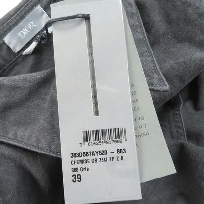 DIOR Homme 383d587ay520 Couture Logo Patch Washed Long Sleeve Denim Shirt Gray