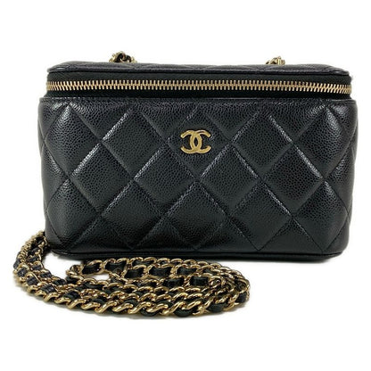 Chanel Vanity Bag Matelasse Ap1341 Black Chain Shoulder/gold Hardware