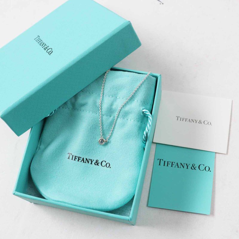 Tiffany & Co Colored Visor Yard Necklace Sv925 Aquamarine Silver