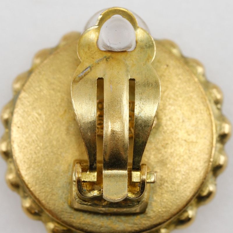 Chanel Coco Mark Vintage Gold Plated Black 95P Ladies 28.5g Earring