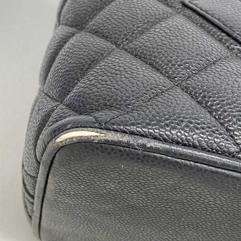 Chanel Tote Bag Revival Tote Caviar Skin Black Silver Hardware Women's