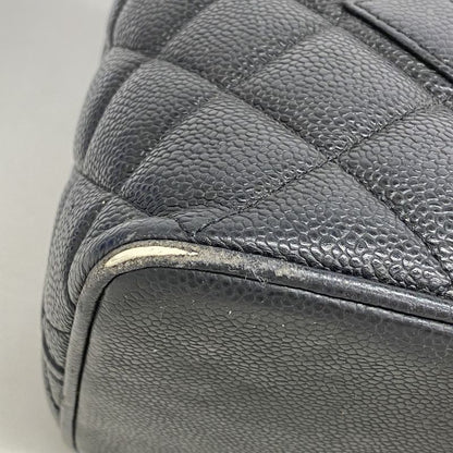 Chanel Tote Bag Revival Tote Caviar Skin Black Silver Hardware Women's