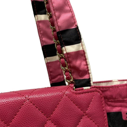 Chanel Tote Bag Matelasse Pink X Black X White Gold Hardware / Chain Shoulder /