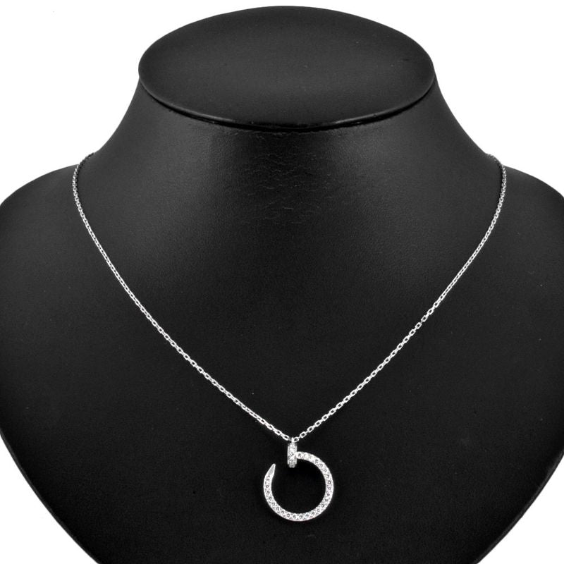 Cartier Juste Un Clou Necklace Diamond 18K White Gold 58g White Togo Old 45cm