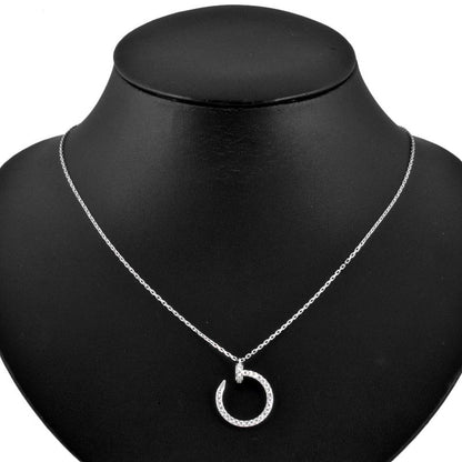 Cartier Juste Un Clou Necklace Diamond 18K White Gold 58g White Togo Old 45cm