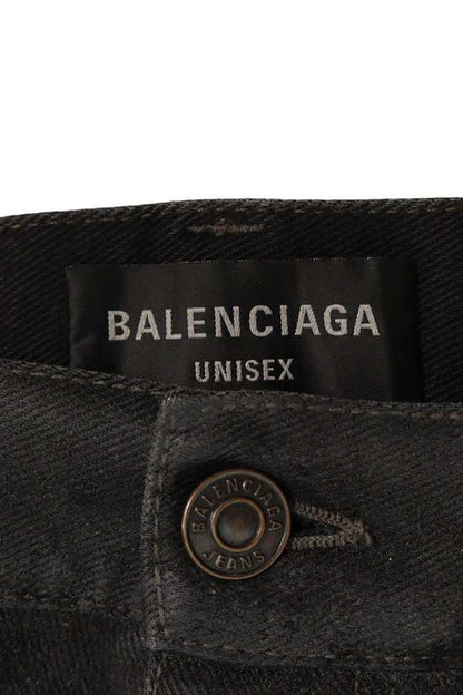 Balenciaga 719341 Tnw62 Damaged Coated Baggy Denim Pants Men's XS