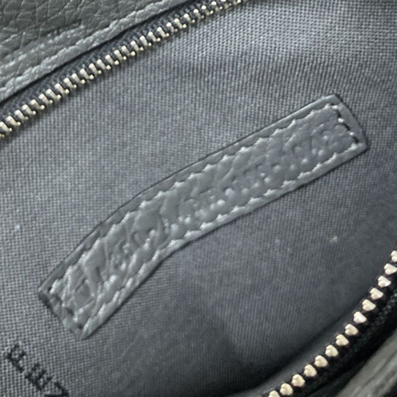 Fendi Clutch Bag Wallet Logo Leather Black Gray 31ka780