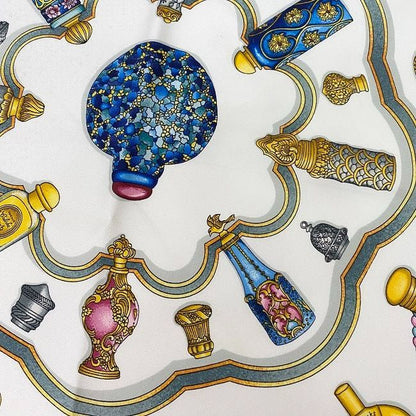 Hermes Scarf Carr 90 Pink White Perfume Bottle Cleaned