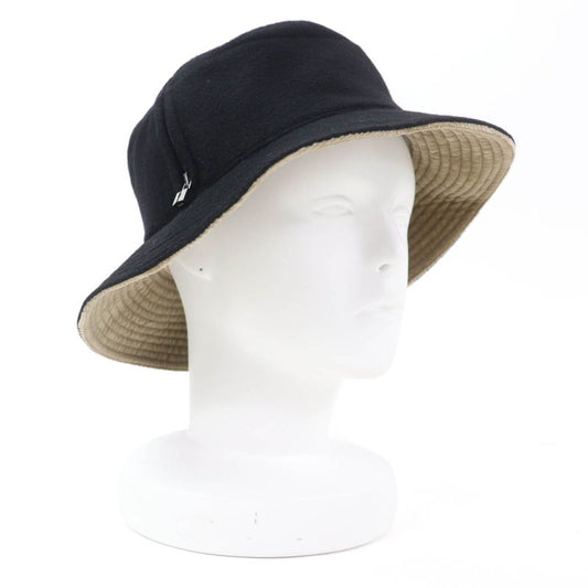 Hermes 100% Cashmere Silver Hardware Cadenas Zip Bucket Hat Black 56 Made In