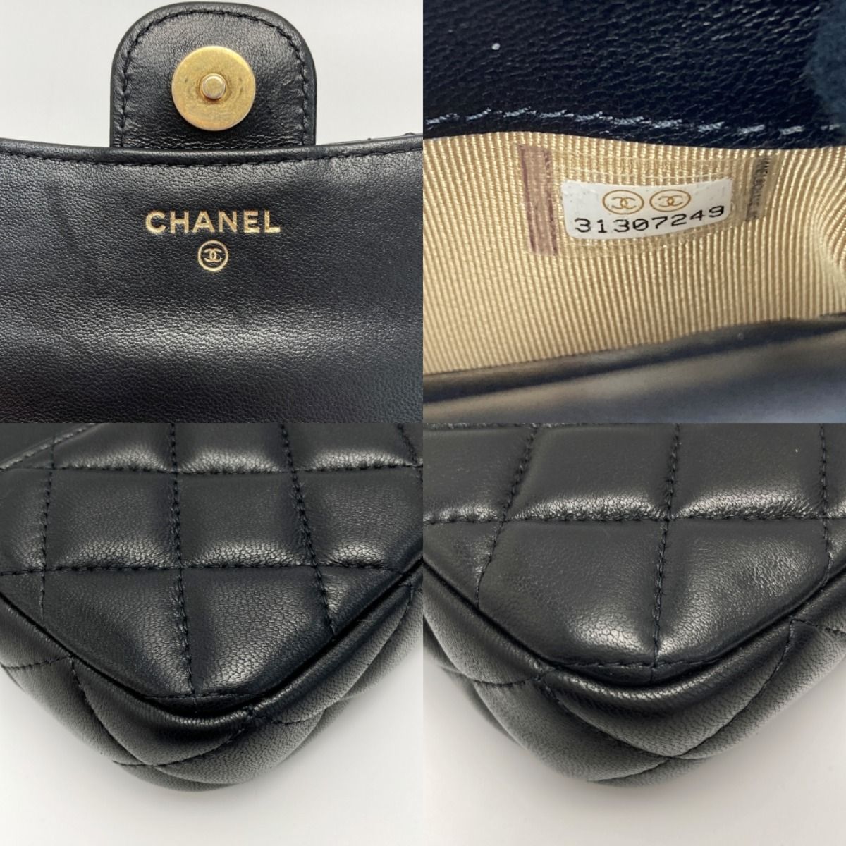 Chanel Matelasse Flap Phone Case Ap2096 Black Chain Shoulder Lambskin
