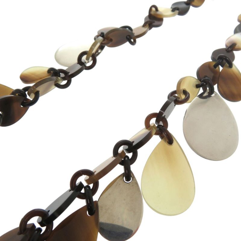 Hermes Large Horn Necklace Teardrop Buffalo Horn Silver 925 Brown 1458 Hermes