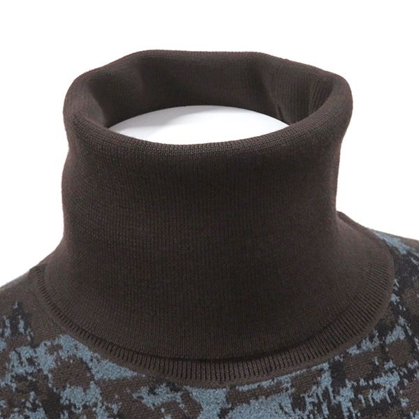 Hermes Sweater Camouflage Knit Wool Nylon Rayon Brown and Blue XS Brown Long