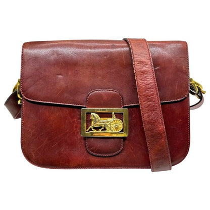 Celine Vintage Carriage Metal Leather Shoulder Bag Vintage Carriage Hardware