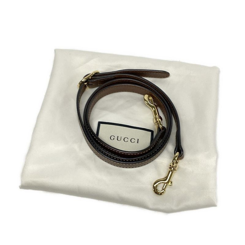 Gucci Handbag - 409534 Dark Brown And Beige Leather