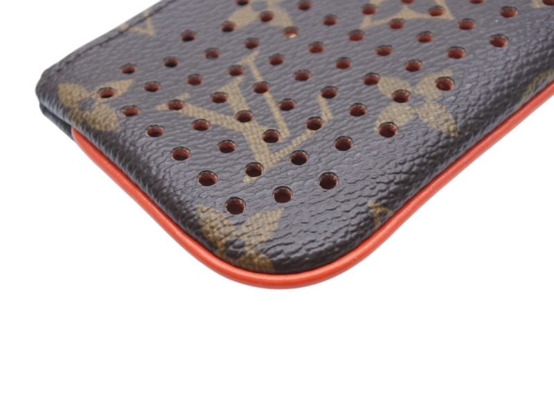Louis Vuitton Pochette Cles Coin Purse Monogram Perfo Leather Orange — view 7