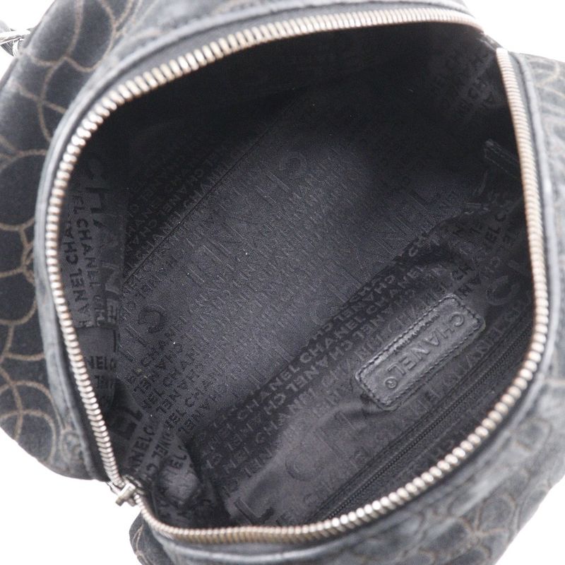 Chanel Camellia Chain Shoulder Suede Black Women's Tote Bag