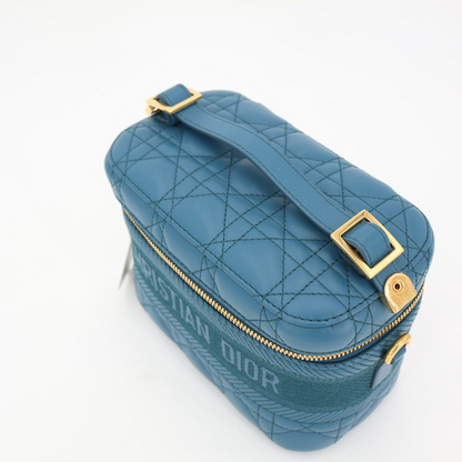 Christian DIOR Travel Canage Stitch Leather Small Vanity Shoulder Bag