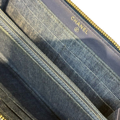Chanel ⑤ 27403650 Denim Long Wallet For Women Blue -