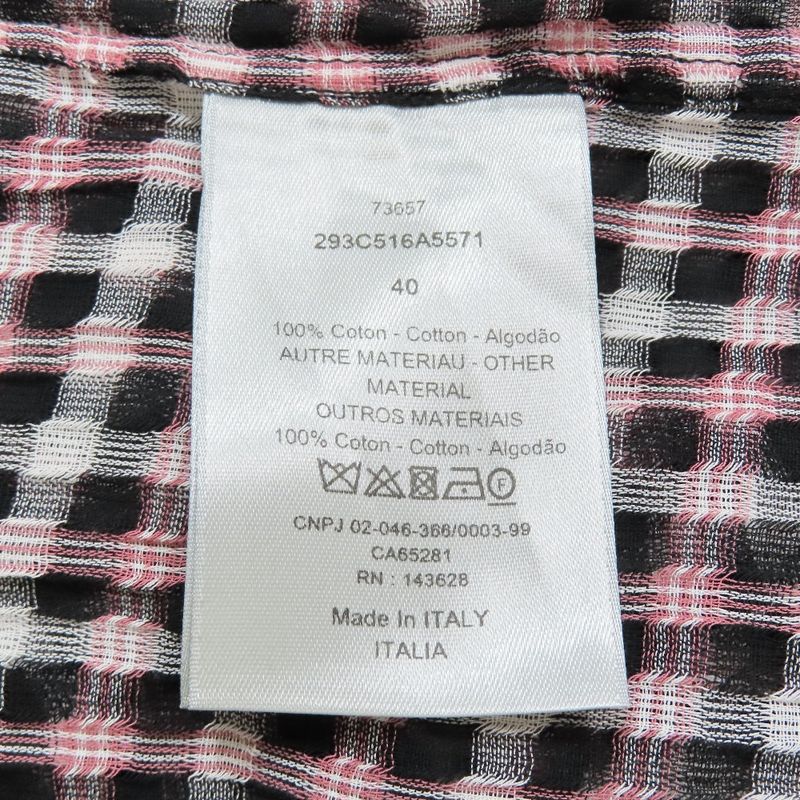 Unused 22ss DIOR Sheer Check Shirt Long Sleeve Cut And Sewn Blouse 40 Red Black