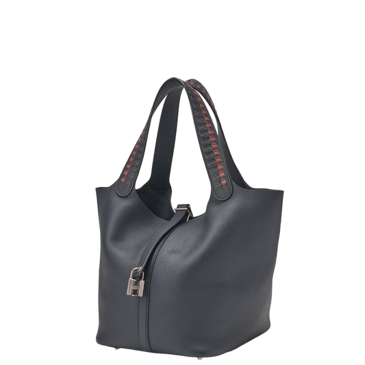 Hermes Handbag Picotin Lock MM Epson Blue De Prusse Blue De Prusse (silver