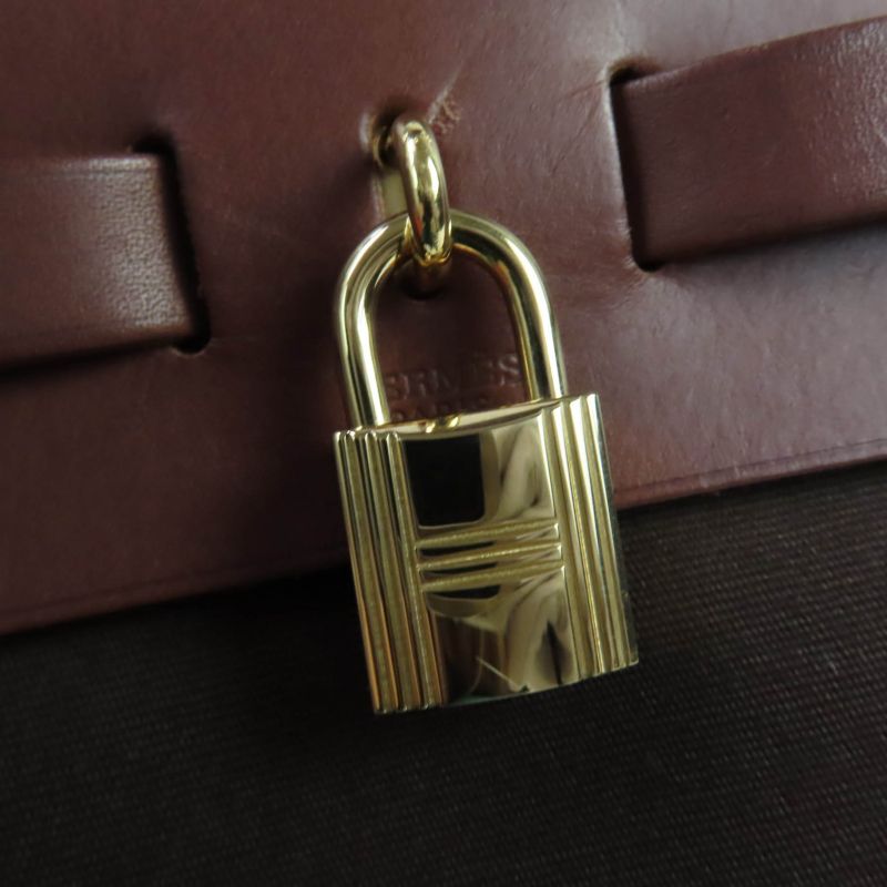 Hermes Yale Bag PM Toile Officier Vibrato Gold Hardware Shoulder Bag Brown