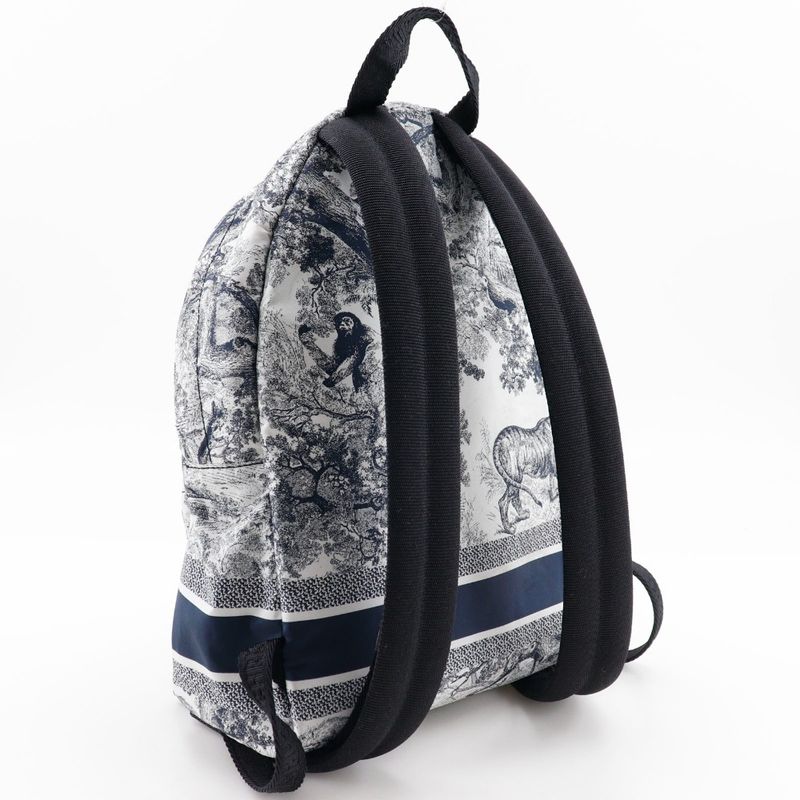 Dior Christian Dior Small Backpack Toile De Jouy M6108sntj Nylon Black/white
