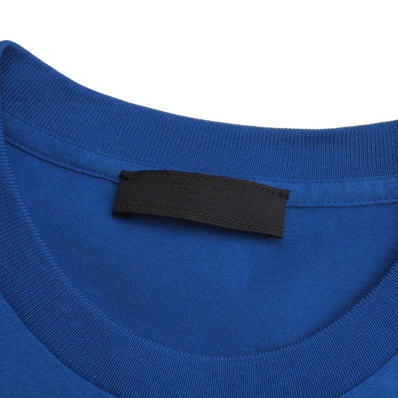 Prada Short Sleeve T-shirt Size M Triangle Patch Crew Neck Chest Pocket