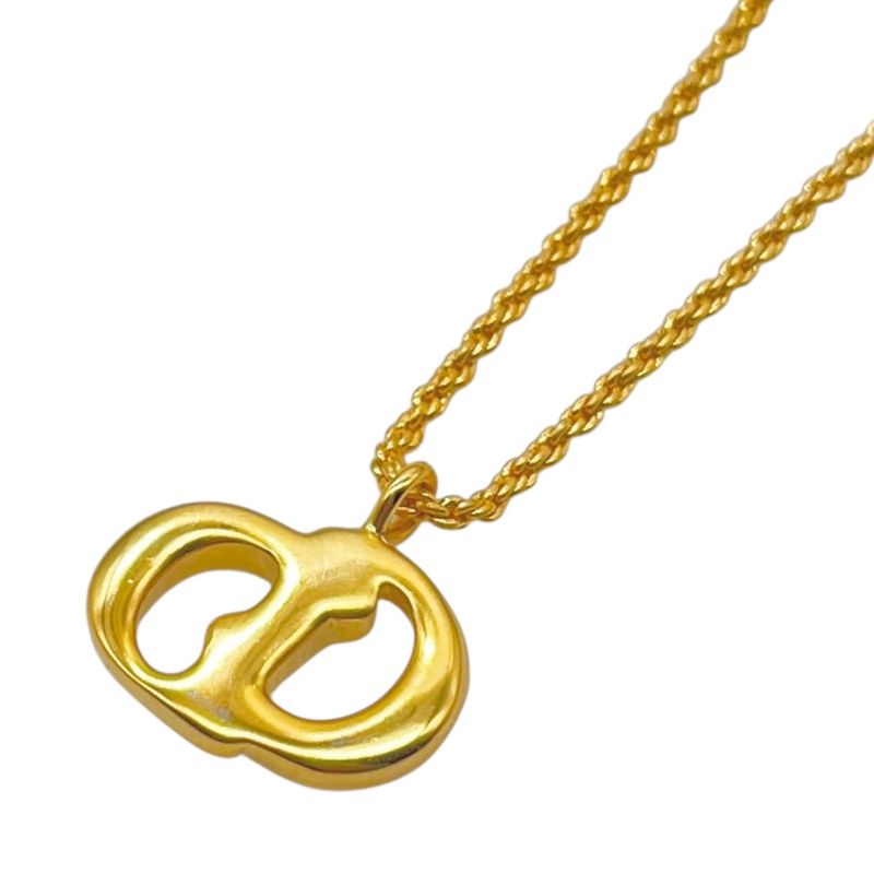 Christian DIOR Necklace Metal CD Logo Gold Plated Gold