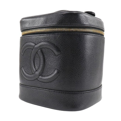 Chanel Vanity Coco Mark Handbag Caviar Skin Black Ladies Handbag