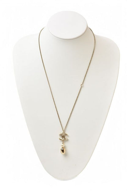 Chanel Necklace Pendant 2way Chanel Coco Mark CC Pearl Motif Gold 17P