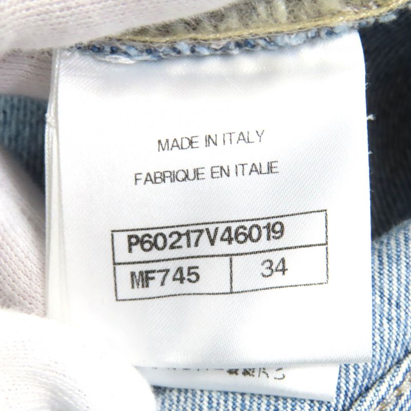 CHANEL P60217v46019 100% Cotton Coco Mark Button Damaged Tulle Cropped Denim