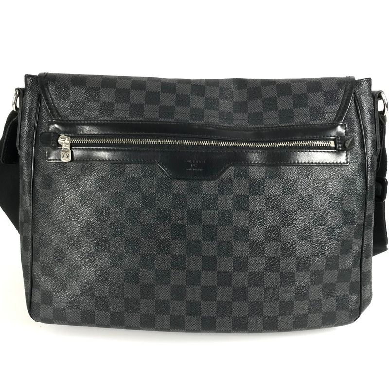 Louis Vuitton Shoulder Bag Lenzo N51213 Damier Graphite Canvas Black