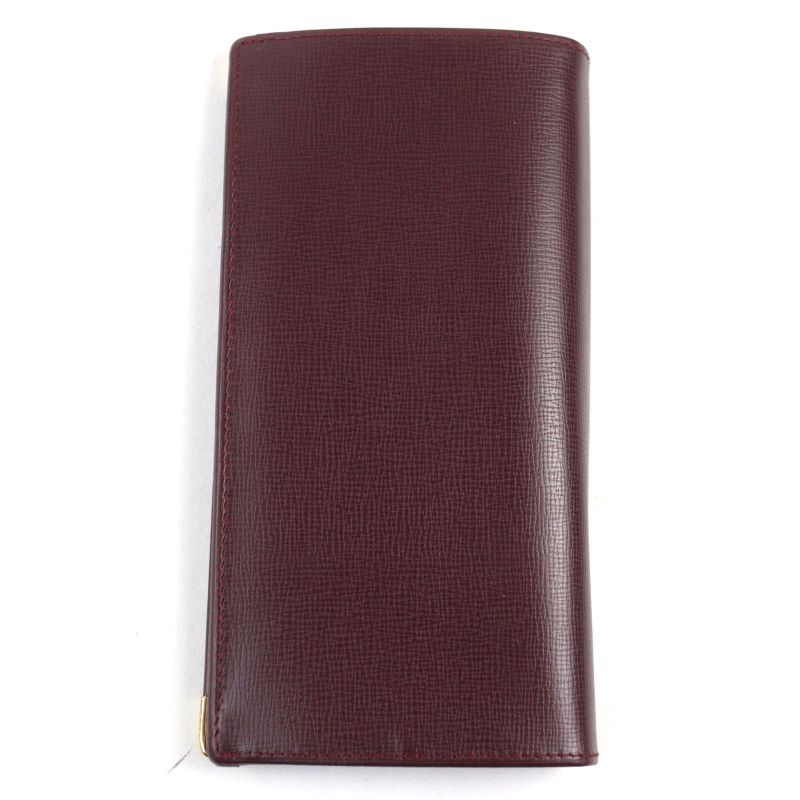 Cartier Must Line Leather Logo Engraved Bifold Long Wallet Billfold Long Wallet
