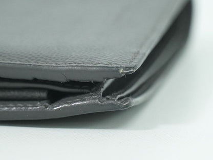 Authentic Saint Laurent Leather Fold Wallet Compact Wallet Gray 396303 Wallet