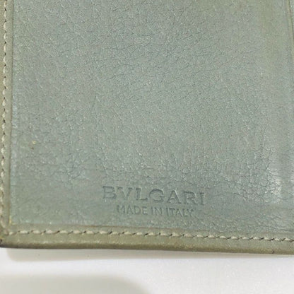 Bvlgari Bvlgari Business Card Holder Olive Leather Men's Preowned 005667