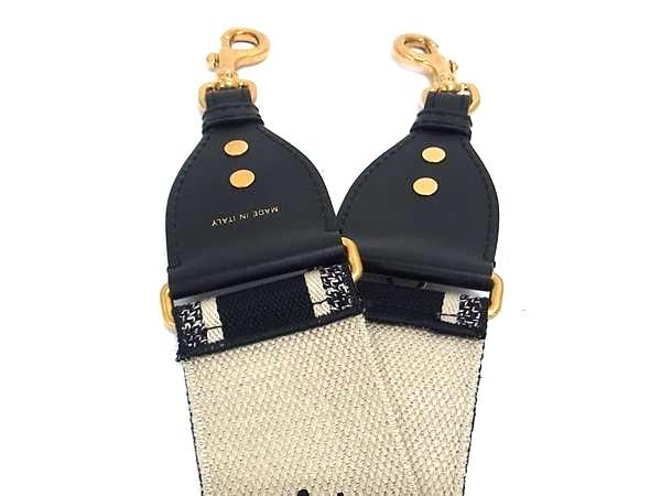 Christian Dior Shoulder Strap For Embroidery Canvas Bag Black Fu2586