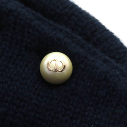 Christian DIOR 354s74am082 100% Cashmere CD Logo Faux Pearl Long Sleeve Knit