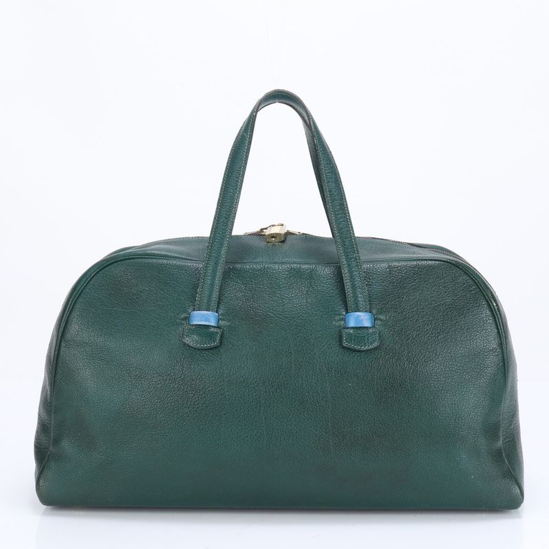 Hermes 00W Marked Gallop 50 Leather Boston Bag Green Business Travel A4 Tote