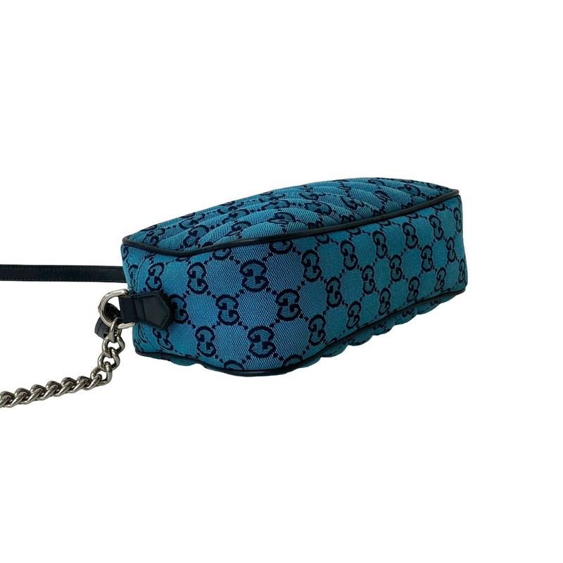 Gucci GG Marmont Canvas Leather Chain Shoulder Bag Pochette