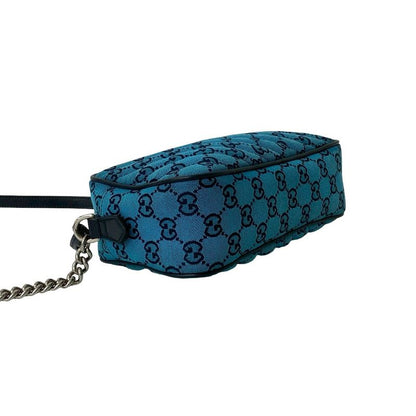 Gucci GG Marmont Canvas Leather Chain Shoulder Bag Pochette