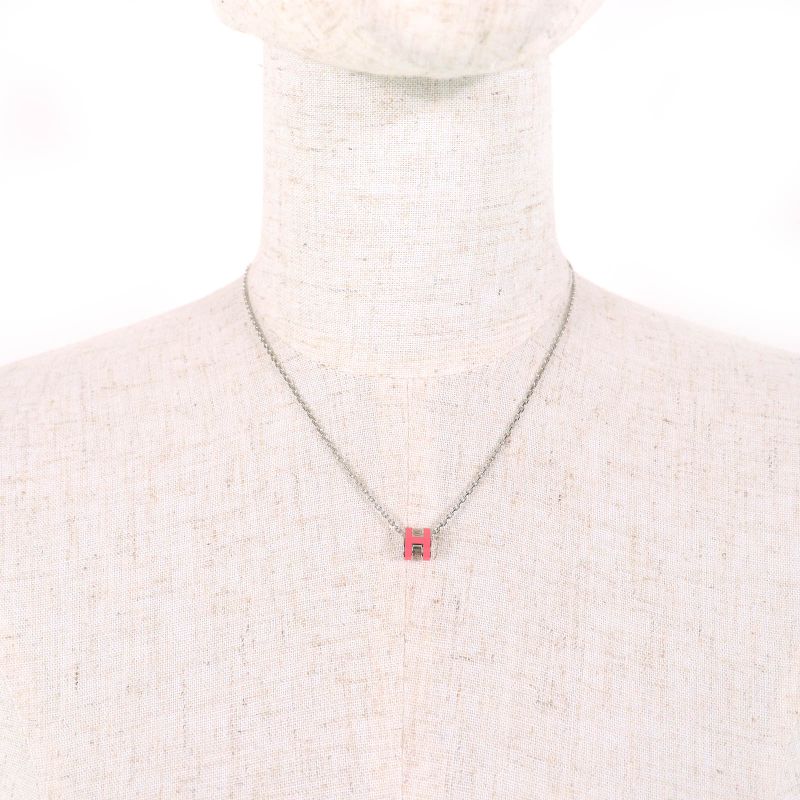 Hermes Mini Pop H Pendant Mini Pop H Pendant Necklace Pink Silver With Box And