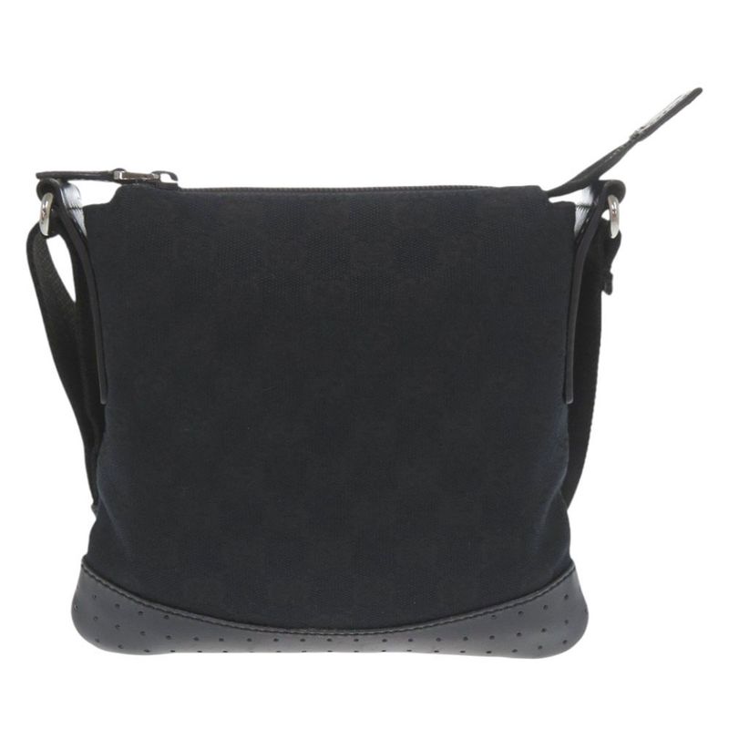 Gucci 147671 GG Canvas Leather Black Shoulder Bag Black 1168 Gucci