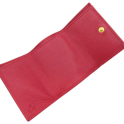 Gucci Trifold Wallet GG Marmont Leather Red Gold Hardware Petite Marmont Red