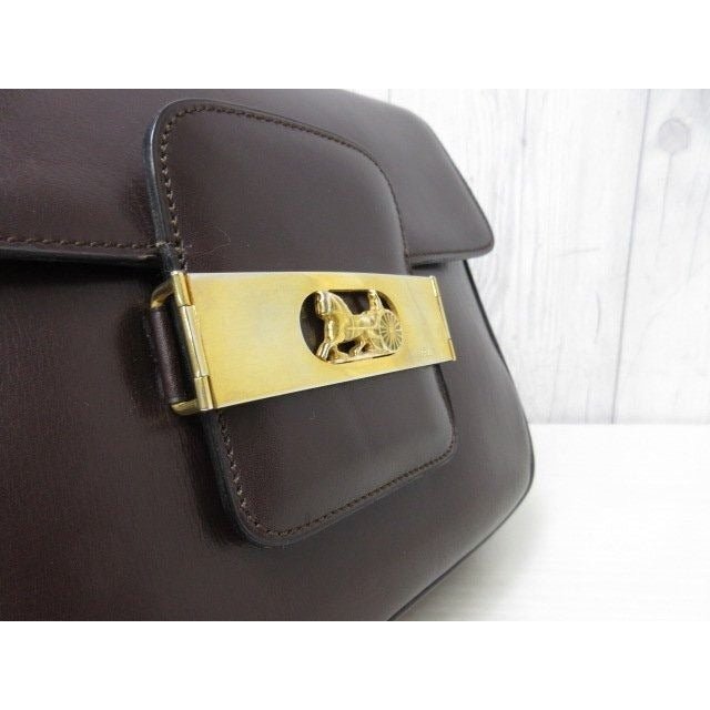 CELINE Vintage Horse Carriage Shoulder Bag Pochette Macadam Box Brown - The Reluxe