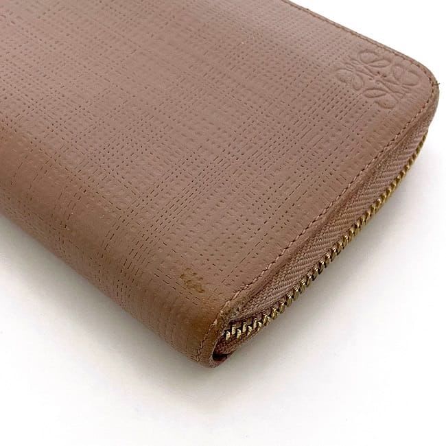 Loewe Round Zipper Long Wallet Pink Linen