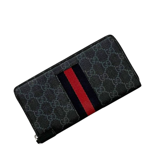 Gucci Round Zipper Long Wallet Black GG Supreme