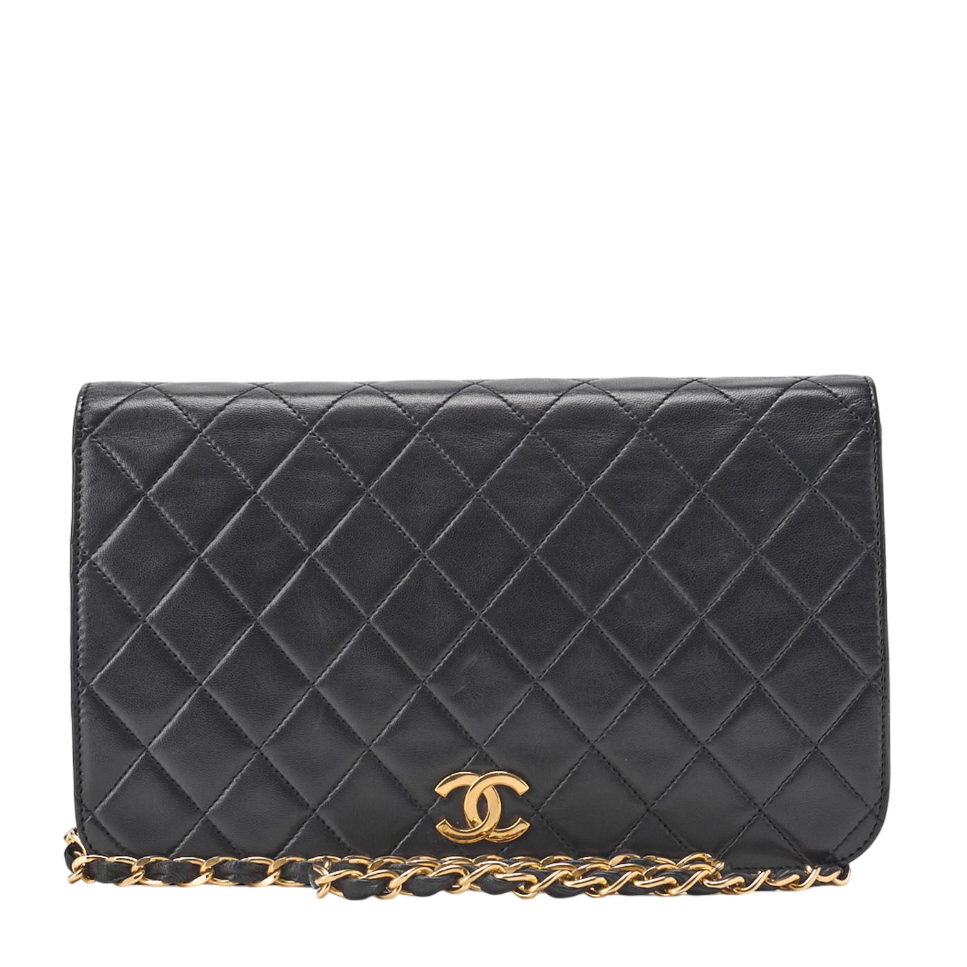 Chanel Chain Shoulder Bag Matelasse Push Lock Lambskin Black Gold Hardware