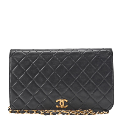 Chanel Chain Shoulder Bag Matelasse Push Lock Lambskin Black Gold Hardware