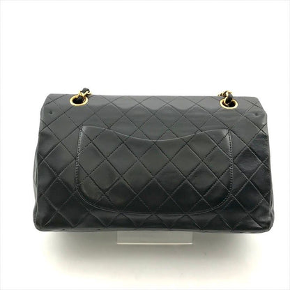 Chanel CC Logo Quilted 25 Double Flap Chain Lambskin Shoulder Bag Black